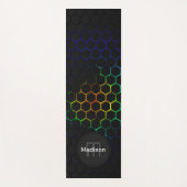 Zwart RGB-honingraatgeometriepatroon Monogram Yogamat (Voorkant)