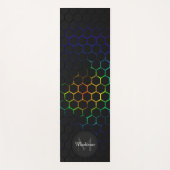 Zwart RGB-honingraatgeometriepatroon Monogram Yogamat (Voorkant)