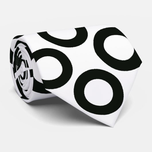 Zwart ringpatroon op wit stropdas (Opgerold)