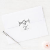 Zwart Roance Monogram Envelopsluiting Vierkante Sticker (Envelop)