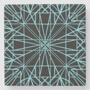 Zwart & Robin Ei Blauw Geometrische Symmetrie Stenen Onderzetter