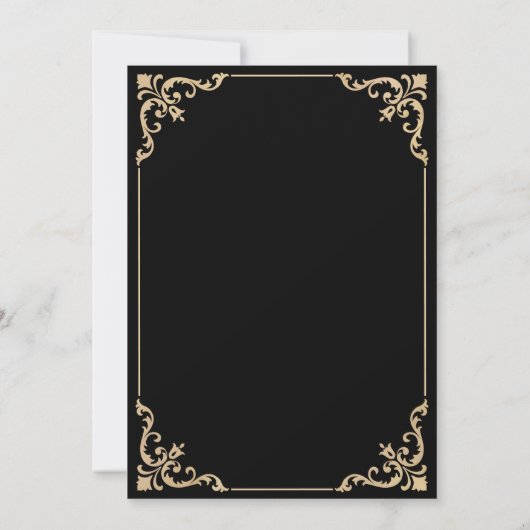 Zwart  Rococo Nikah Ceremony Bruiloft Kaart (Achterkant)