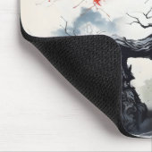 Zwart Rode Abstracte Boom Muismat (Hoek)