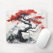 Zwart Rode Abstracte Boom Muismat (Met muis)