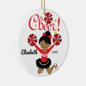 Zwart & Rode Afro-Amerikaanse Cheerleader Ornament (Rechts)