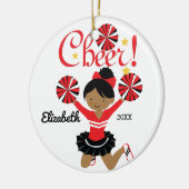Zwart & Rode Afro-Amerikaanse Cheerleader Ornament (Links)