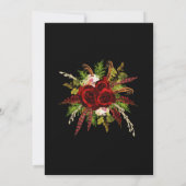 Zwart Rode Bloem Boho Bruiloftsreceptie Kaart (Achterkant)