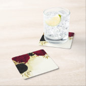 zwart rode bloemen gouden bladeren bruiloft kartonnen onderzetters (Insitu)