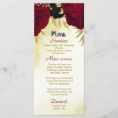 zwart rode bloemen gouden bladeren bruiloft menu (Voorkant)
