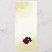 zwart rode bloemen gouden bladeren bruiloft menu (Achterkant)