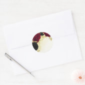 zwart rode bloemen gouden bladeren bruiloft ronde sticker (Envelop)
