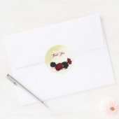 zwart rode bloemen gouden bladeren bruiloft ronde sticker (Envelop)