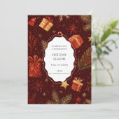 Zwart Rode Bloemige Whimsicalische Waterverf Kerst (Staand voorkant)