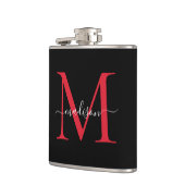 Zwart Rode Bourgogne Monogram Stijlvolle Script Na Heupfles (Links)
