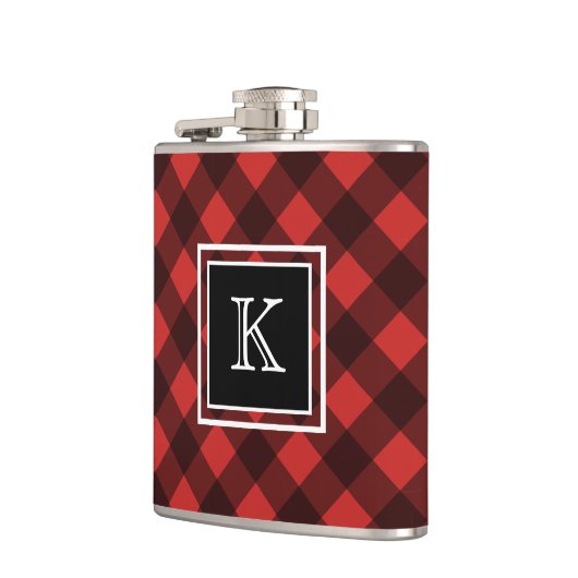 Zwart-rode buffels Aangepast monogram controleren Heupfles (Links)