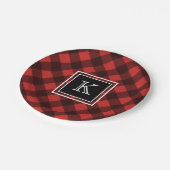 Zwart-rode buffels Aangepast monogram controleren Papieren Bordje (Gekanteld)