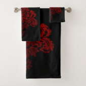 Zwart-rode Damask Bad Handdoek (Insitu)