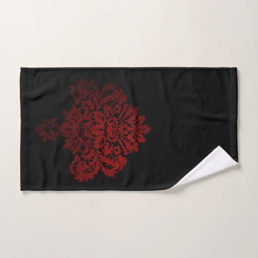 Zwart-rode Damask Bad Handdoek (Handdoek)