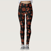 Zwart Rode Draak Chinees Nieuwjaar Lucky Symbool 福 Leggings (Voorkant)
