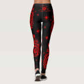 Zwart Rode Draak Chinese Maan Nieuwjaar Modern Leggings (Achterkant)