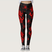 Zwart Rode Draak Chinese Maan Nieuwjaar Modern Leggings (Voorkant)