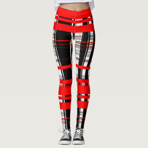 Zwart rode en witte strepen abstract leggings