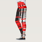 Zwart rode en witte strepen abstract leggings (Links)