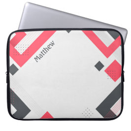 Zwart-rode geometrische textuur met aanpassing laptop sleeve