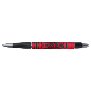 Zwart Rode Gestreepte Pen met Hart Kies Kleur