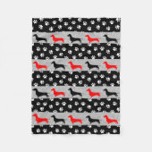 Zwart Rode Grijze Dachshond Fleece Deken (Voorkant)