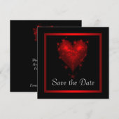Zwart Rode Hart Save The Date Trouwdag (Voorkant / Achterkant)