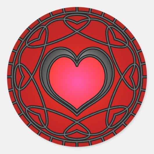 Zwart/rode harten & wervelingen Sticker (Voorkant)