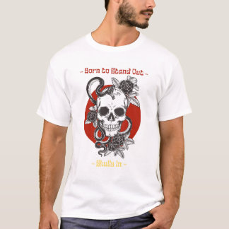Zwart-rode illustratie Schedel Pop Cultuur T-shirt
