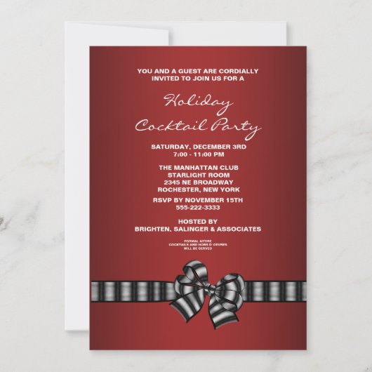 Zwart Rode Kerst Cocktailparty Uitnodiging (Voorkant)
