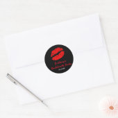 Zwart & Rode Lippen Kus Feest Favor Sticker (Envelop)