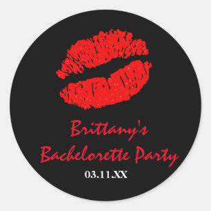Zwart & Rode Lippen Kus Feest Favor Sticker