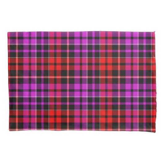 Zwart Rode Paarse Geruite Tartan Design Kussensloop (Voorkant)