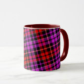 Zwart Rode Paarse Geruite Tartan Design Mok (Voorkant rechts)