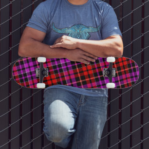 Zwart Rode Paarse Geruite Tartan Design Persoonlijk Skateboard