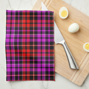 Zwart Rode Paarse Geruite Tartan Design Theedoek