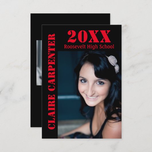 Zwart-rode potlood letters - 3x5 Afstudeerder aank Kaart (Voorkant / Achterkant)