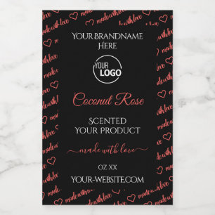 Zwart-rode productlabels met logo in wolkenvorm voedselcontainer etiket