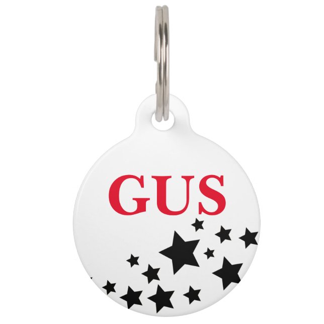 Zwart-rode ronde tag huisdierpenning (Voorkant)