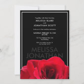 Zwart & Rode Roos Witte Lijst Trouw Uitnodiging (Voorkant)