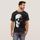 Zwart Rode Schedel Horror Tekst Mens Modern Hallow T-shirt (Voorkant volledig)