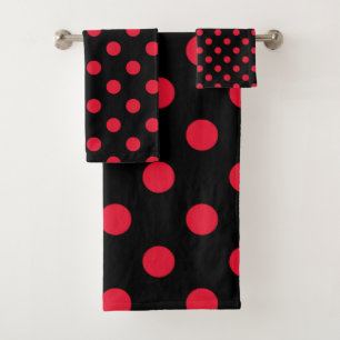 Zwart & Rode Stippen Stip Bad Handdoek