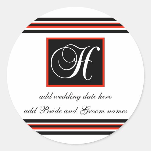 Zwart-rode streep Monogram H Herinnering Stickers (Voorkant)