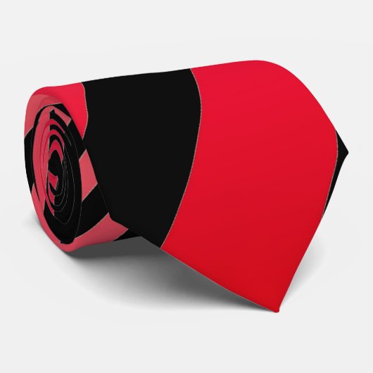 Zwart, rode streep stropdas (Opgerold)