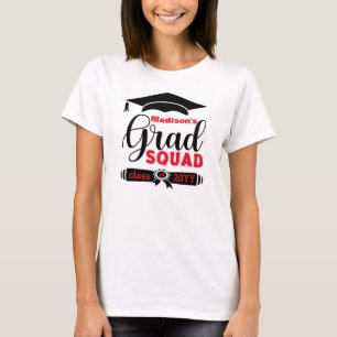 Zwart-rode tekst Aangepast, wit Afstudeerder T-shirt