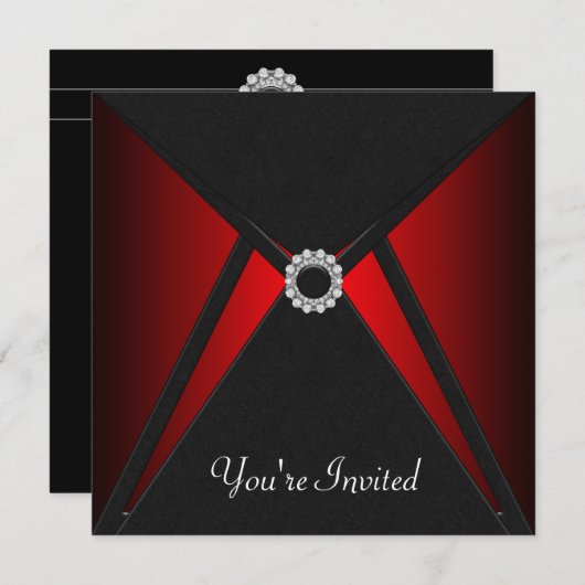 Zwart-rode uitnodiging template voor elke gelegenh (Voorkant / Achterkant)